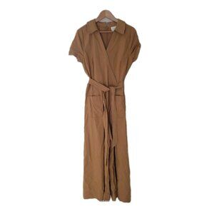 Maeve Anthropologie Faux-Wrap S/S  Culotte Jumpsuit Wide Leg